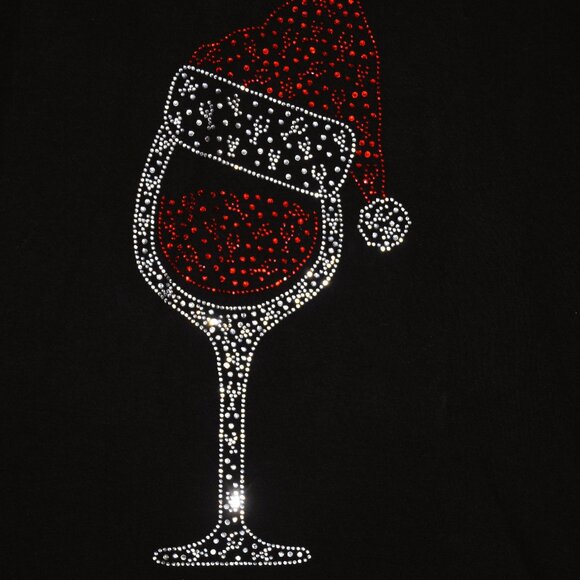 Christmas Wine Glass rhinestone bling VN SS shirt XS S M L XL XXL 1X 2X 3X 4X 5X - Picture 9 of 9
